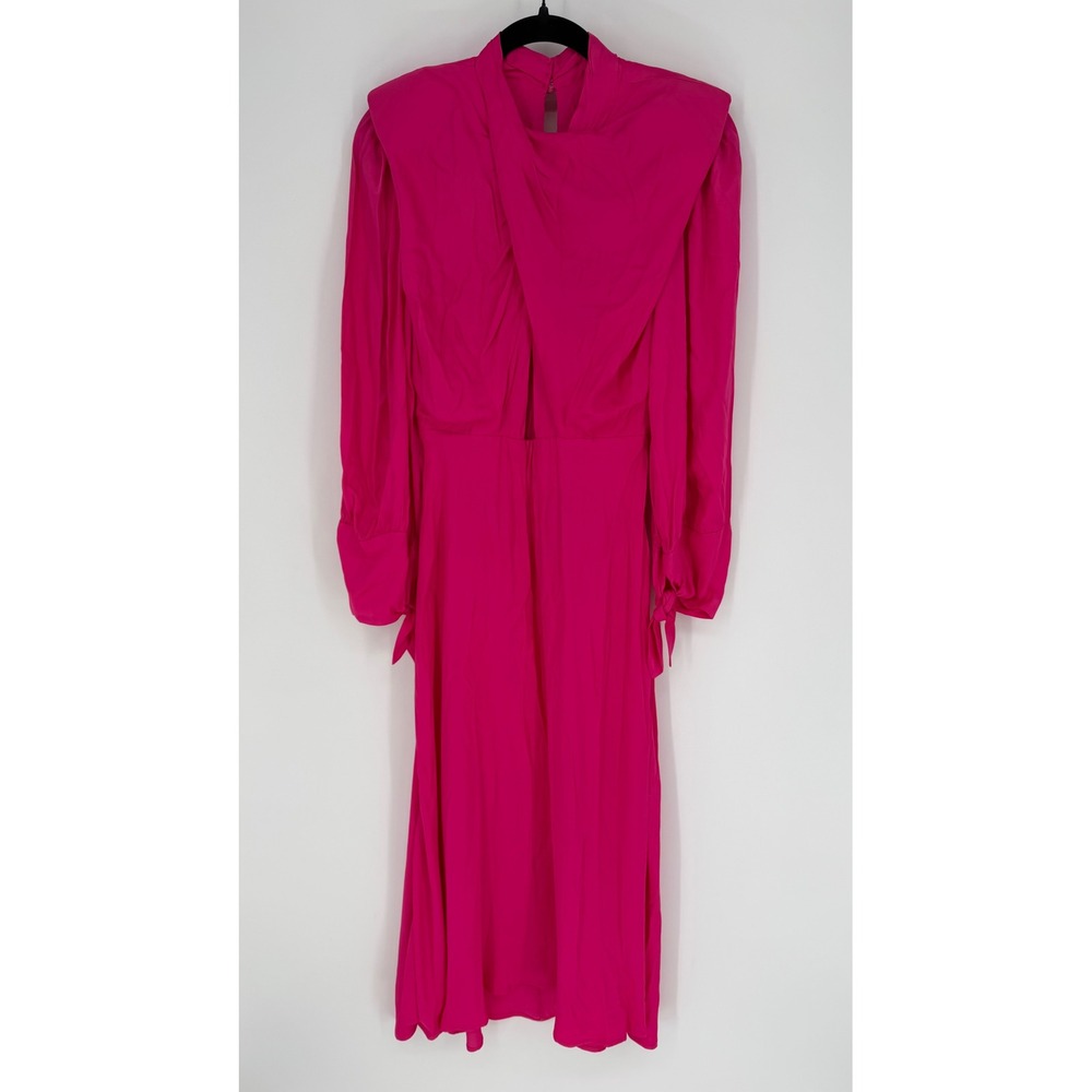 FARM RIO PINK SHOULDER PAD MAXI DRESS XS RETRO GLAM STATEMENT PIECE AVANT-GARDE